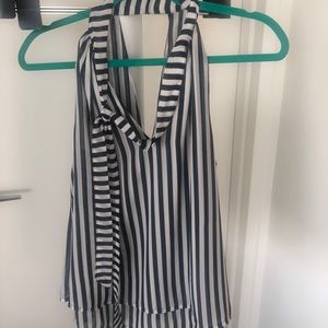 Banana Republic Navy/White Chiffon Top